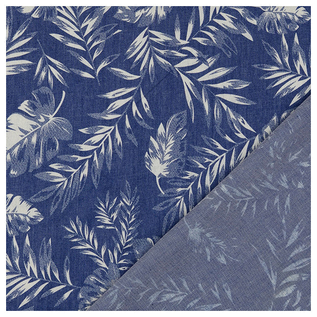 Jeansstoff Blätter marine