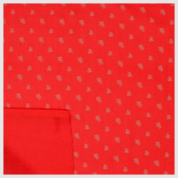 Baumwollsatin Blumen rot und beige
