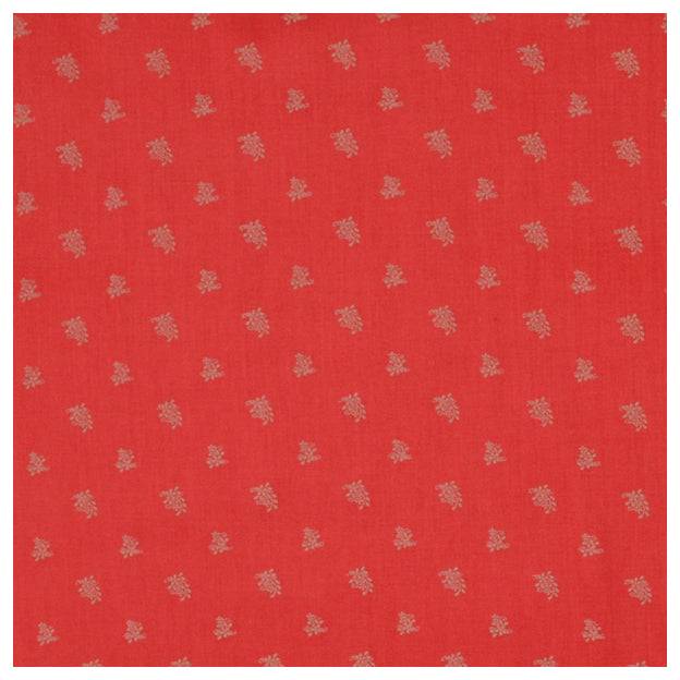 Baumwollsatin Blumen rot und beige