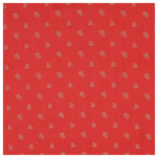Baumwollsatin Blumen rot und beige