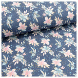 Jersey Blumen jeansblau Digital