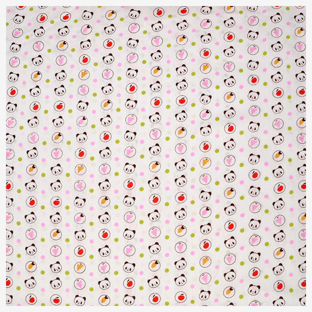 Baumwollstoff Panda Obst rosa/grün