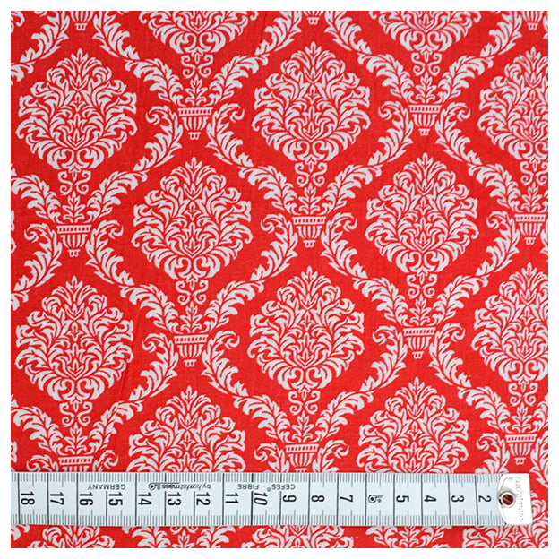 Baumwollstoff Ornamente rot