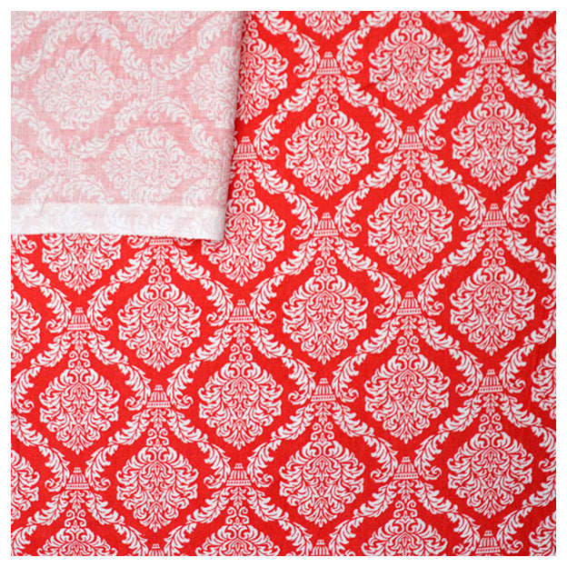 Baumwollstoff Ornamente rot