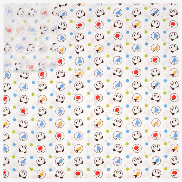 Baumwollstoff Panda Obst hellblau/grün