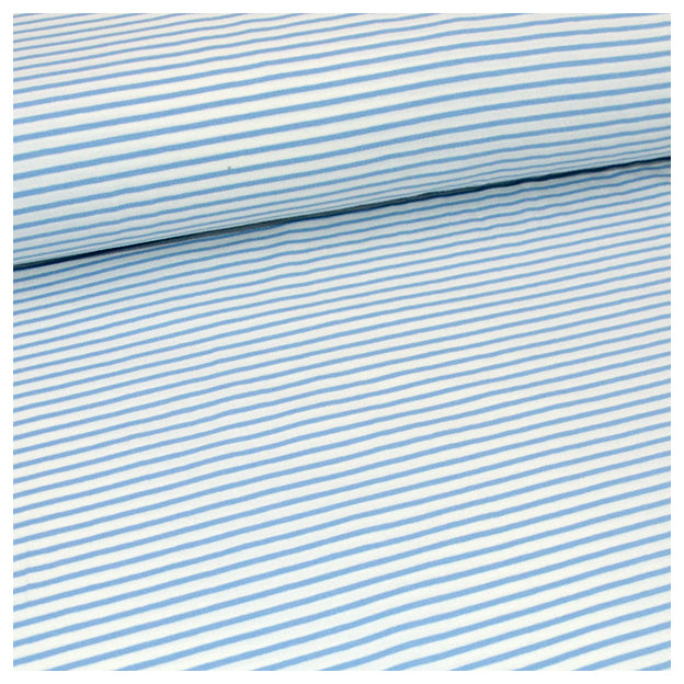 Jersey Streifen weiß/hellblau