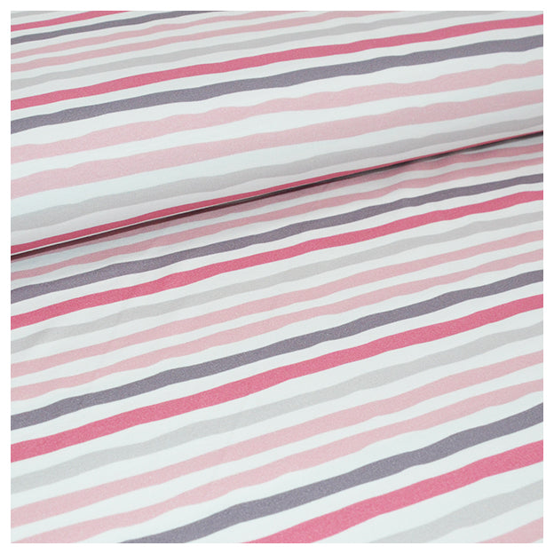 Jersey Streifen rosa/weiß wellig