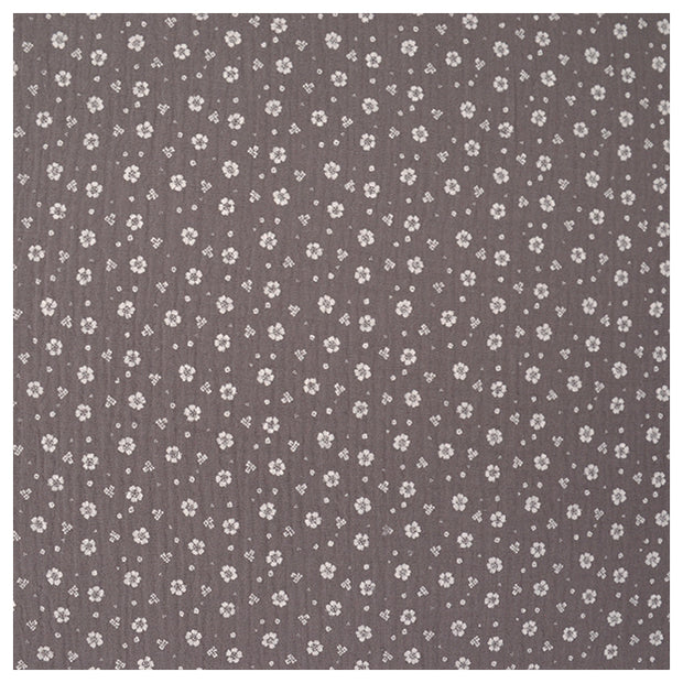 Musselin Blümchen grau/weiß