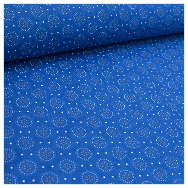 Baumwollstoff Kreise blau