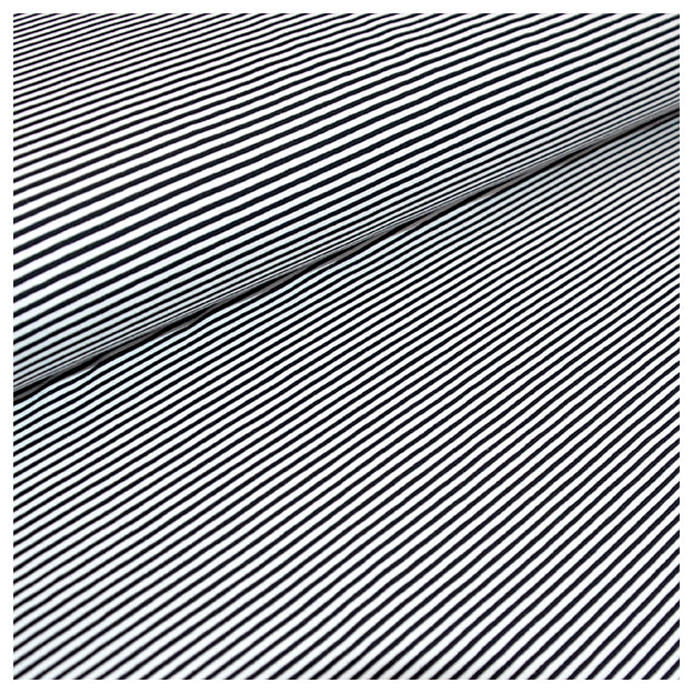 Jersey Streifen schwarz und weiß 2mm