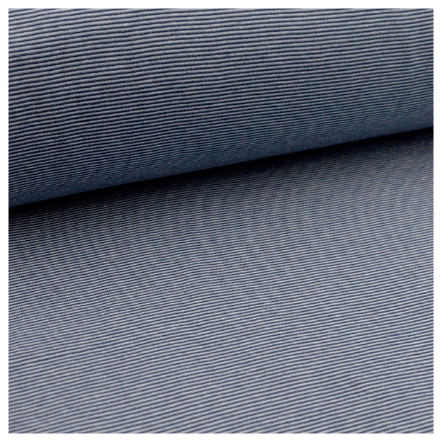 Bündchen Streifen schmal jeansblau und weiß