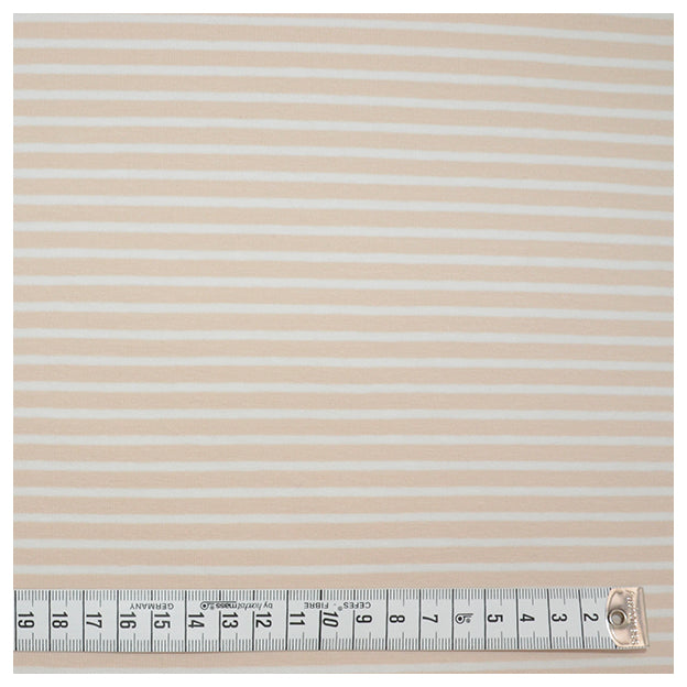 Jersey Streifen sand und weiß 5mm