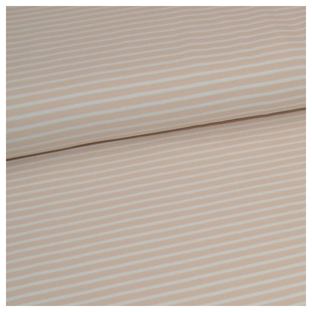 Jersey Streifen sand und weiß 5mm