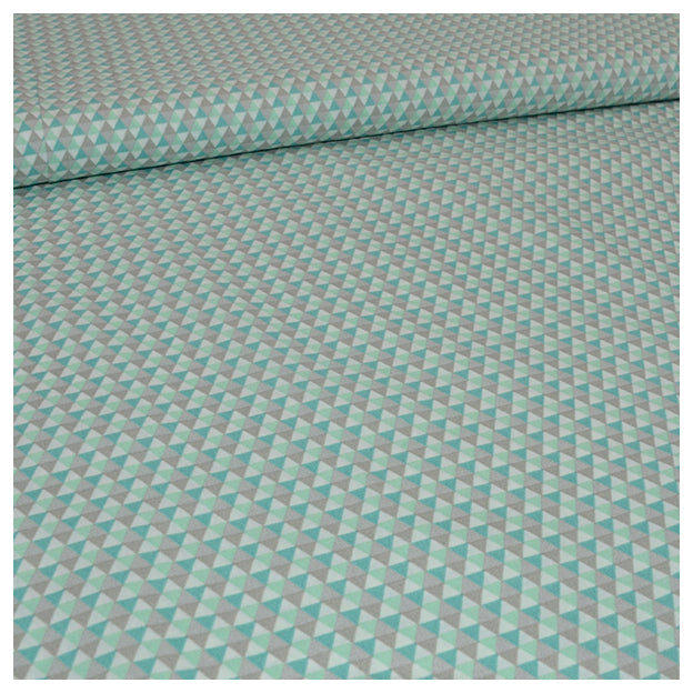 Baumwoll-Popelin Triangles mint/grau