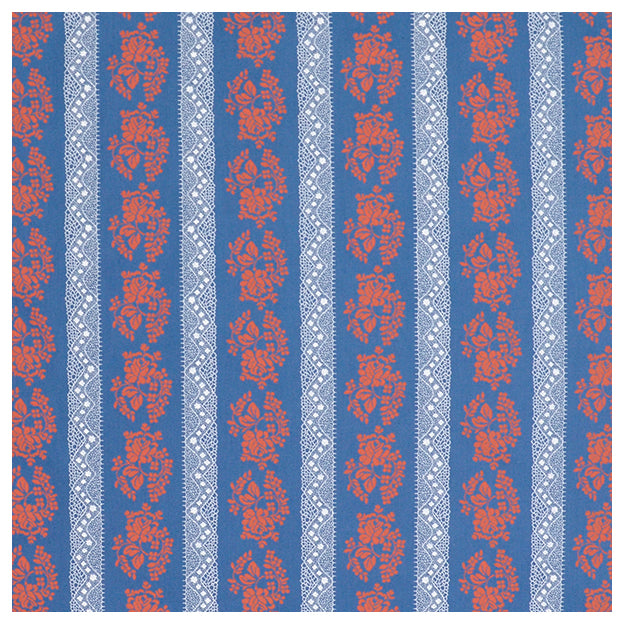 Baumwollsatin Blumen blau/rot