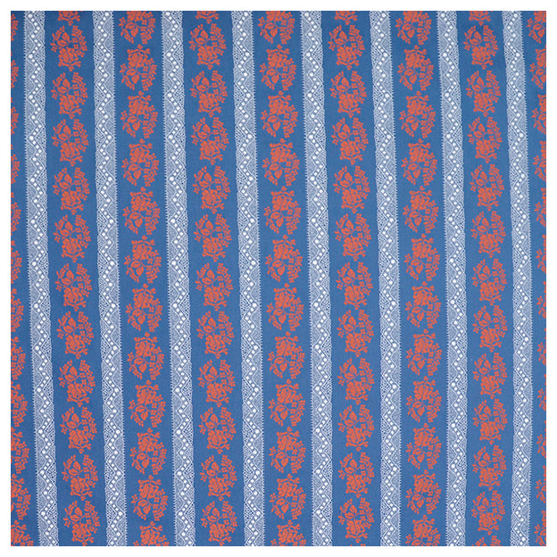 Baumwollsatin Blumen blau/rot