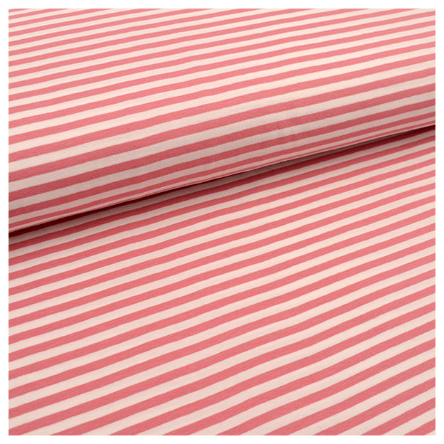 Jersey Streifen rosa/weiß 6mm